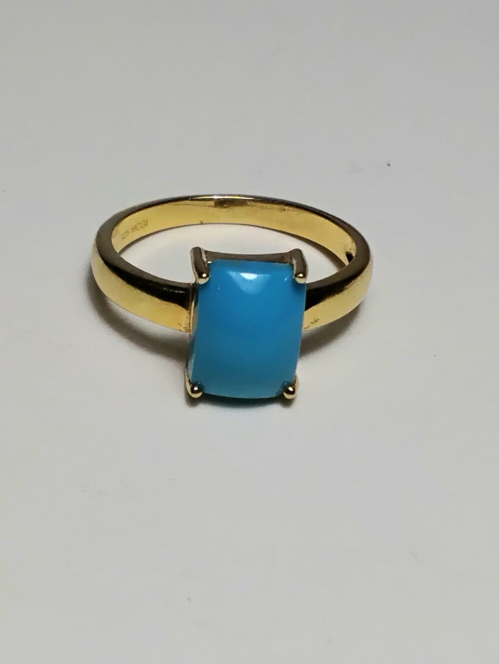 18k Over 925 Silver MCGI JTV Sleeping Beauty Turquoise Ring Sz 6-3/4